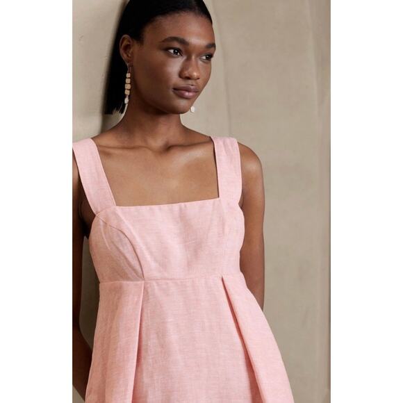 Banana Republic‎ Linen Kenza Mini Dress Babydoll Pink Size 6 Sundress NEW - Picture 3 of 14